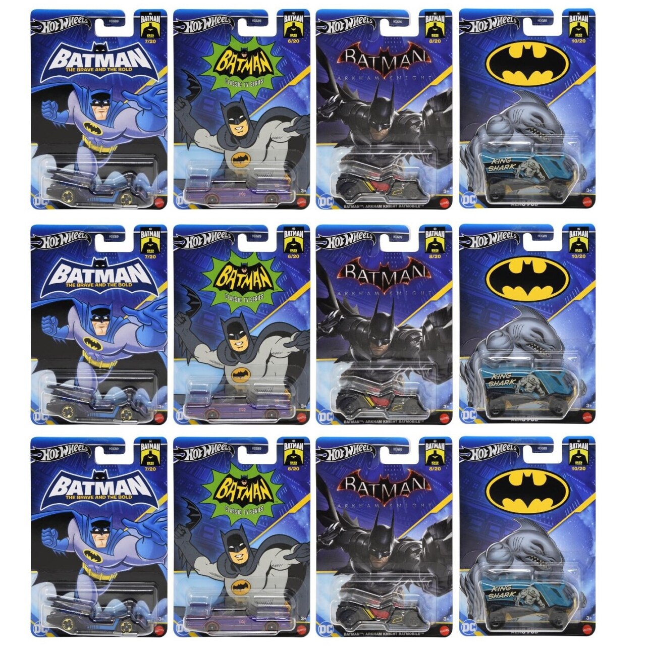Pack of 12 Hot Wheels DC Comics 1:64 Scale Mystery Random Assortment